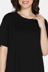 Zivame 2 Mile Fashion Knit Cotton Loungewear Dress - Black Beauty — thumbnail 7